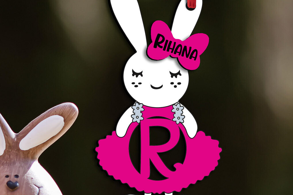 Intra απο ξύλο plywood 3mm-4mm πάχος – SVG Letter R Πασχαλινό φόρεμα λαγουδάκι Laser Δίασταση  20x20 cm INTRAFABR-114576008