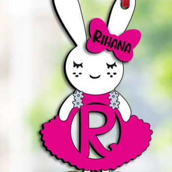 Intra απο ξύλο plywood 3mm-4mm πάχος – SVG Letter R Πασχαλινό φόρεμα λαγουδάκι Laser Δίασταση  20x20 cm INTRAFABR-114576008 - Image 2