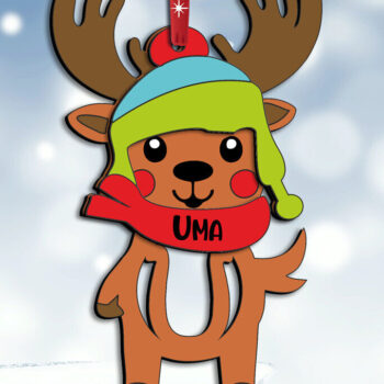 Intra απο ξύλο plywood 3mm-4mm πάχος – Χριστουγεννιάτικο στολίδι Letter U Deer Δίασταση  20x20 cm INTRAFABR-111564441 - Image 1