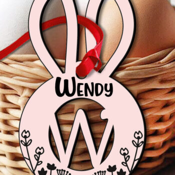 Intra απο ξύλο plywood 3mm-4mm πάχος – SVG Γράμμα W Καλάθι Ετικέτα λαγουδάκι Δίασταση  20x20 cm INTRAFABR-118450622 - Image 2