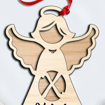 Intra απο ξύλο plywood 3mm-4mm πάχος – Δώρο Letter X Angel Laser στολίδι Δίασταση  20x20 cm INTRAFABR-116404662 - Image 1