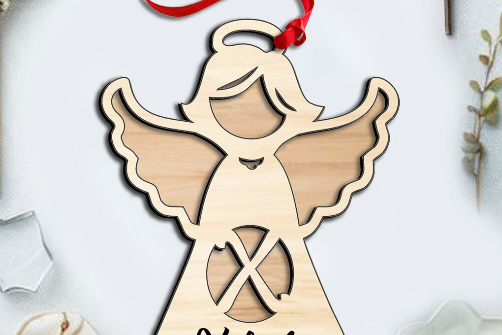 Intra απο ξύλο plywood 3mm-4mm πάχος – Δώρο Letter X Angel Laser στολίδι Δίασταση  20x20 cm INTRAFABR-116404662