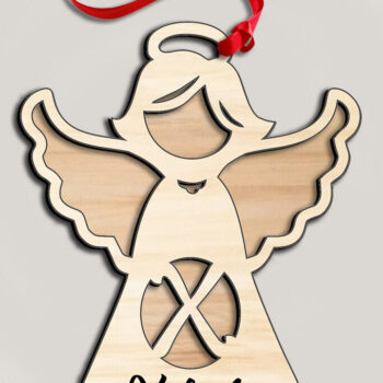 Intra απο ξύλο plywood 3mm-4mm πάχος – Δώρο Letter X Angel Laser στολίδι Δίασταση  20x20 cm INTRAFABR-116404662 - Image 2