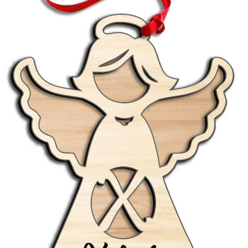 Intra απο ξύλο plywood 3mm-4mm πάχος – Δώρο Letter X Angel Laser στολίδι Δίασταση  20x20 cm INTRAFABR-116404662 - Image 3