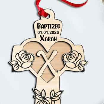 Intra απο ξύλο plywood 3mm-4mm πάχος – SVG Letter X Cross Rose Gift Laser Bapti Δίασταση  20x20 cm INTRAFABR-116960056 - Image 2