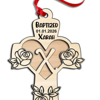 Intra απο ξύλο plywood 3mm-4mm πάχος – SVG Letter X Cross Rose Gift Laser Bapti Δίασταση  20x20 cm INTRAFABR-116960056 - Image 3
