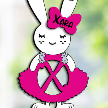 Intra απο ξύλο plywood 3mm-4mm πάχος – SVG Letter X Πασχαλινό φόρεμα λαγουδάκι Laser Δίασταση  20x20 cm INTRAFABR-114576322 - Image 1