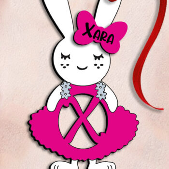 Intra απο ξύλο plywood 3mm-4mm πάχος – SVG Letter X Πασχαλινό φόρεμα λαγουδάκι Laser Δίασταση  20x20 cm INTRAFABR-114576322 - Image 2