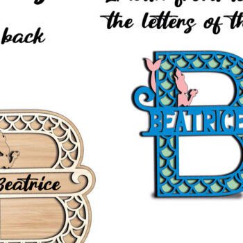 Intra απο ξύλο plywood 3mm-4mm πάχος – Δώρο αλφάβητου λέιζερ MermaLetter B Δίασταση  20x20 cm INTRAFABR-121713342 - Image 3