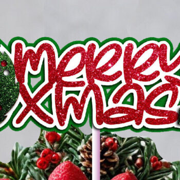 Intra απο ξύλο plywood 3mm-4mm πάχος – SVG Merry X-mas Cake Topper Δίασταση  20x20 cm INTRAFABR-112666704 - Image 1