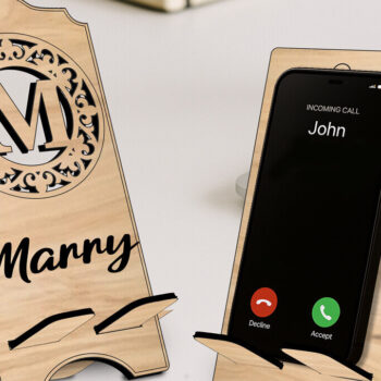 Intra απο ξύλο plywood 3mm-4mm πάχος – Μονόγραμμα Γράμμα M Θήκη τηλεφώνου Alpha Δίασταση  20x20 cm INTRAFABR-122978583 - Image 1