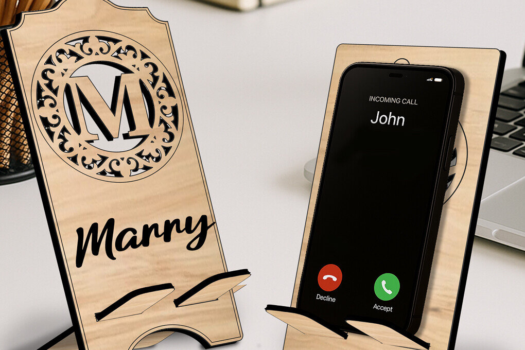 Intra απο ξύλο plywood 3mm-4mm πάχος – Μονόγραμμα Γράμμα M Θήκη τηλεφώνου Alpha Δίασταση  20x20 cm INTRAFABR-122978583