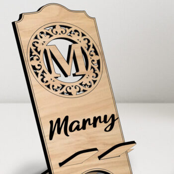 Intra απο ξύλο plywood 3mm-4mm πάχος – Μονόγραμμα Γράμμα M Θήκη τηλεφώνου Alpha Δίασταση  20x20 cm INTRAFABR-122978583 - Image 2