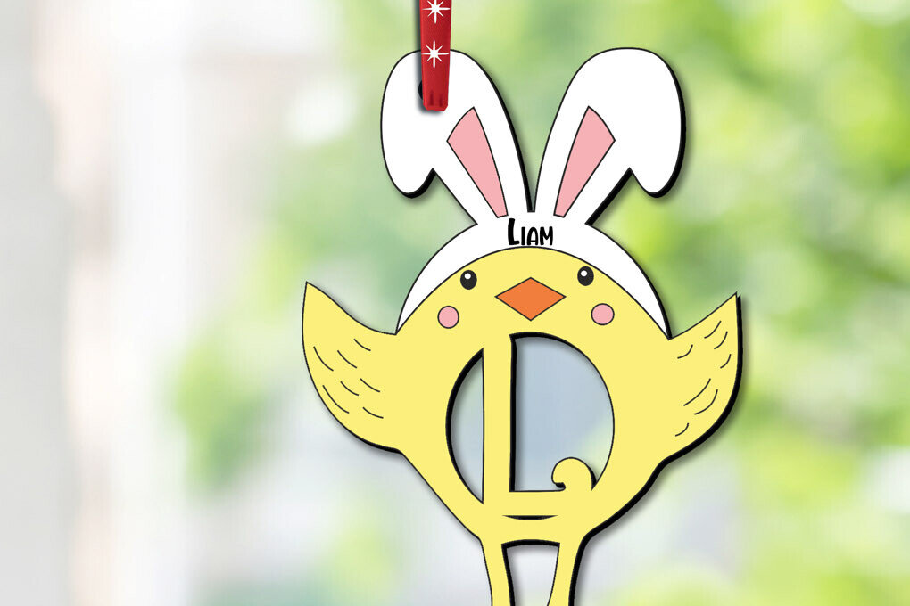 Intra απο ξύλο plywood 3mm-4mm πάχος – SVG Διακοσμητικό γράμμα L Πασχαλινό κοτόπουλο Δίασταση  40x30 cm INTRAFABR-112719100