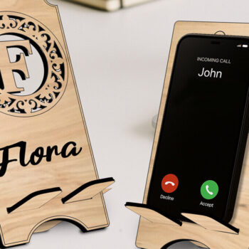 Intra απο ξύλο plywood 3mm-4mm πάχος – SVG Phone Letter F Holder Fleur-de-lis Δίασταση  20x20 cm INTRAFABR-122976703 - Image 1