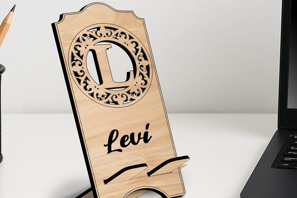 Intra απο ξύλο plywood 3mm-4mm πάχος – SVG Phone Letter L Fleur-de-lis Holder Δίασταση  20x20 cm INTRAFABR-122978539