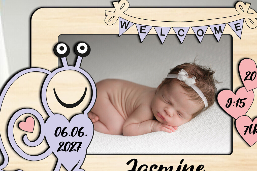 Intra απο ξύλο plywood 3mm-4mm πάχος – Δώρο κορνίζας για μωρό Snail Laser Δίασταση  20x20 cm INTRAFABR-123727697