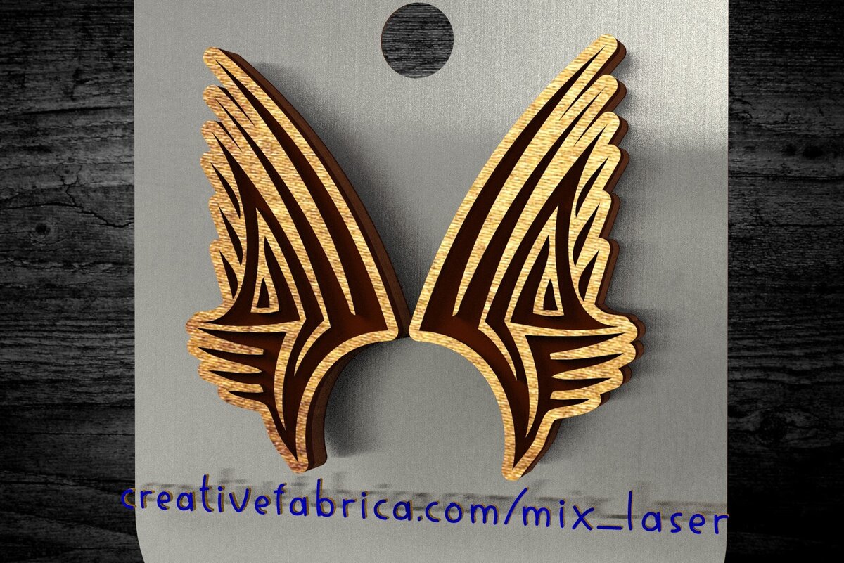 Intra απο ξύλο plywood 3mm-4mm πάχος – SVG Tribal Wing Stud σκουλαρίκια Δίασταση  5x5 cm INTRAFABR-122115783