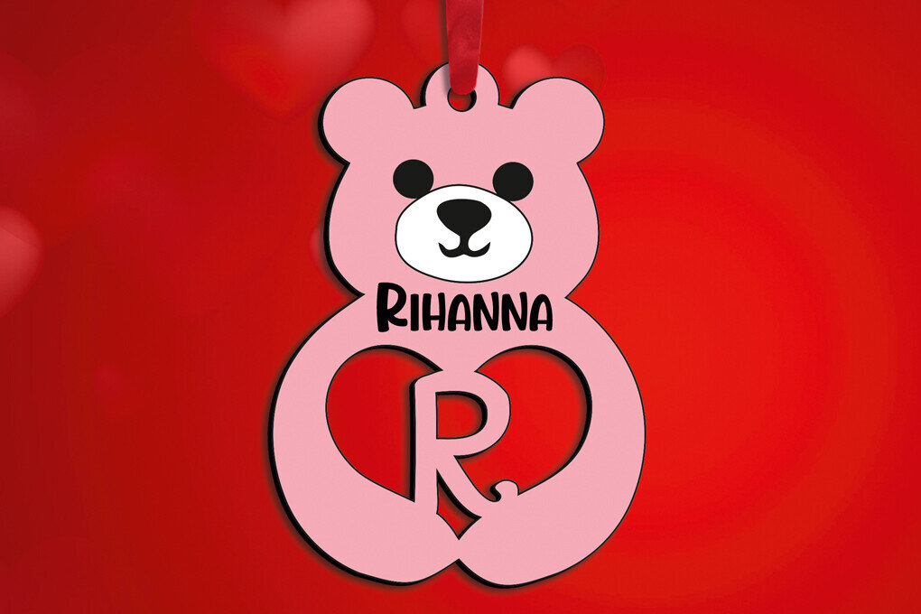 Intra απο ξύλο plywood 3mm-4mm πάχος – SVG Ημέρα του Αγίου Βαλεντίνου Love Bear Letter R Δίασταση  20x20 cm INTRAFABR-115304381