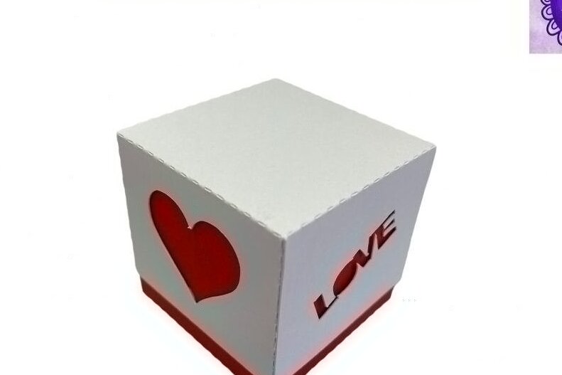 Intra απο ξύλο plywood 3mm-4mm πάχος – Κουτί καρδιών κύβου για την ημέρα του Αγίου Βαλεντίνου Δίασταση  20x20 cm INTRAFABR-58070576