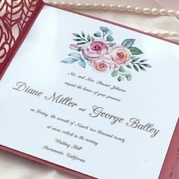 Intra απο ξύλο plywood 3mm-4mm πάχος – Προσκλητήριο γάμου με τριαντάφυλλα Δίασταση 20x20 cm INTRAFABR-32318258 - Image 3