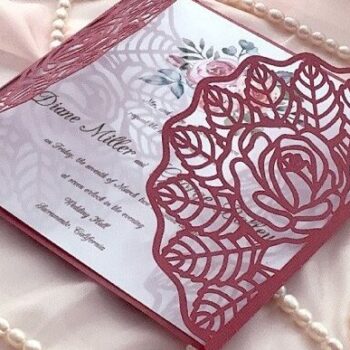 Intra απο ξύλο plywood 3mm-4mm πάχος – Προσκλητήριο γάμου με τριαντάφυλλα Δίασταση 20x20 cm INTRAFABR-32318258 - Image 6