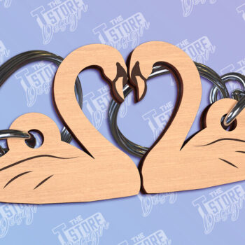 Intra απο ξύλο plywood 3mm-4mm πάχος – Κύκνος Μπρελόκ Ζευγάρι  κοπής με λέιζερ Δίασταση  5x5 cm INTRAFABR-96297999 - Image 1