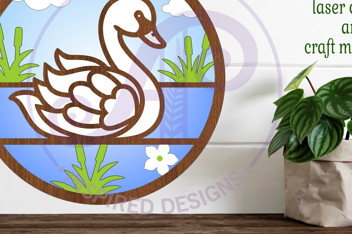 Intra απο ξύλο plywood 3mm-4mm πάχος – Swan Layered Wall Sign Δίασταση  40x30 cm INTRAFABR-99803744