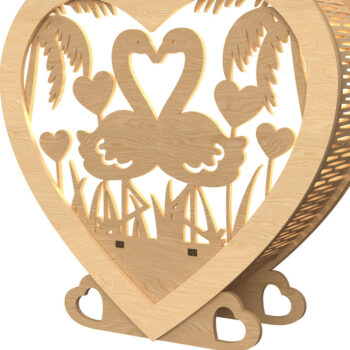 Intra απο ξύλο plywood 3mm-4mm πάχος – Swan Love Heart Lantern Δίασταση  20x20 cm INTRAFABR-113312248 - Image 1