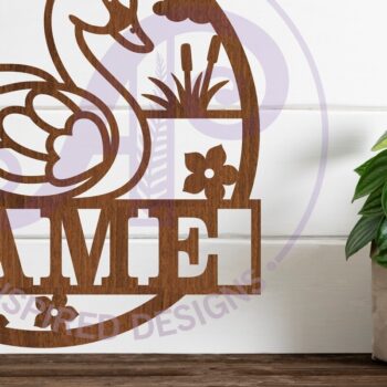 Intra απο ξύλο plywood 3mm-4mm πάχος – Πρότυπο κοπής λέιζερ Swan Name Sign Δίασταση  40x30 cm INTRAFABR-99593724 - Image 1