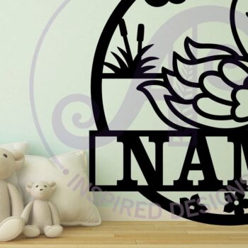 Intra απο ξύλο plywood 3mm-4mm πάχος – Πρότυπο κοπής λέιζερ Swan Name Sign Δίασταση  40x30 cm INTRAFABR-99593724 - Image 2