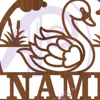 Intra απο ξύλο plywood 3mm-4mm πάχος – Πρότυπο κοπής λέιζερ Swan Name Sign Δίασταση  40x30 cm INTRAFABR-99593724 - Image 3