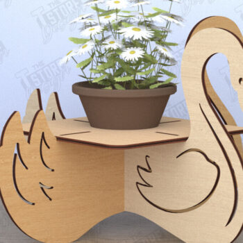 Intra απο ξύλο plywood 3mm-4mm πάχος – Στάση για γλάστρα σε σχήμα κύκνου | Αρχείο CNC Δίασταση  20x20 cm INTRAFABR-119540186 - Image 1
