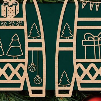 Intra απο ξύλο plywood 3mm-4mm πάχος – Πουλόβερ Χριστουγεννιάτικα Στολίδια Πακέτο Δίασταση 20x20 cm INTRAFABR-42790891 - Image 1