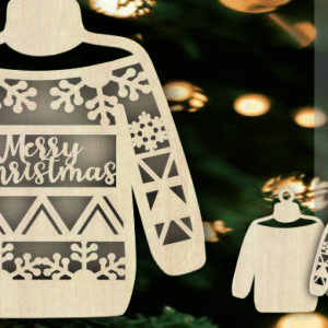 Intra απο ξύλο plywood 3mm-4mm πάχος – Πουλόβερ Χριστουγεννιάτικα Στολίδια Αρχείο Δίασταση  20x20 cm INTRAFABR-108621072