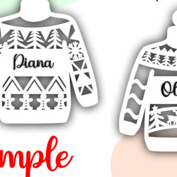 Intra απο ξύλο plywood 3mm-4mm πάχος – Πουλόβερ Χριστουγεννιάτικα στολίδια Αρχεία Δίασταση 20x20 cm INTRAFABR-50707912 - Image 2