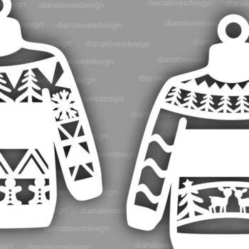 Intra απο ξύλο plywood 3mm-4mm πάχος – Πουλόβερ Χριστουγεννιάτικα στολίδια Αρχεία Δίασταση 20x20 cm INTRAFABR-50707912 - Image 3