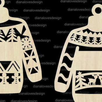 Intra απο ξύλο plywood 3mm-4mm πάχος – Πουλόβερ Χριστουγεννιάτικα στολίδια Αρχεία Δίασταση 20x20 cm INTRAFABR-50707912 - Image 4