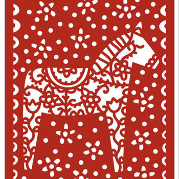 Intra απο ξύλο plywood 3mm-4mm πάχος – Σουηδικό Dala Horse Card Δίασταση  20x20 cm INTRAFABR-25776874 - Image 1