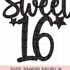 Intra απο ξύλο plywood 3mm-4mm πάχος – Sweet 16 - 16th Birthday Cake Topper Δίασταση  20x20 cm INTRAFABR-85909023