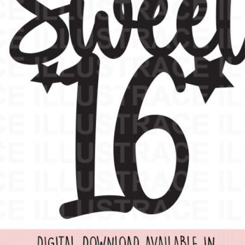 Intra απο ξύλο plywood 3mm-4mm πάχος – Sweet 16 - 16th Birthday Cake Topper Δίασταση  20x20 cm INTRAFABR-85909023 - Image 1