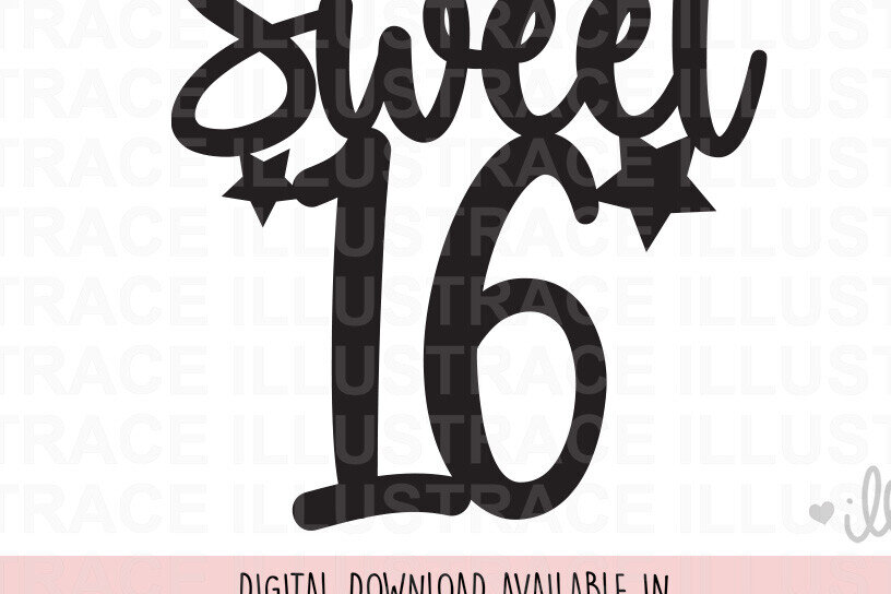 Intra απο ξύλο plywood 3mm-4mm πάχος – Sweet 16 - 16th Birthday Cake Topper Δίασταση  20x20 cm INTRAFABR-85909023