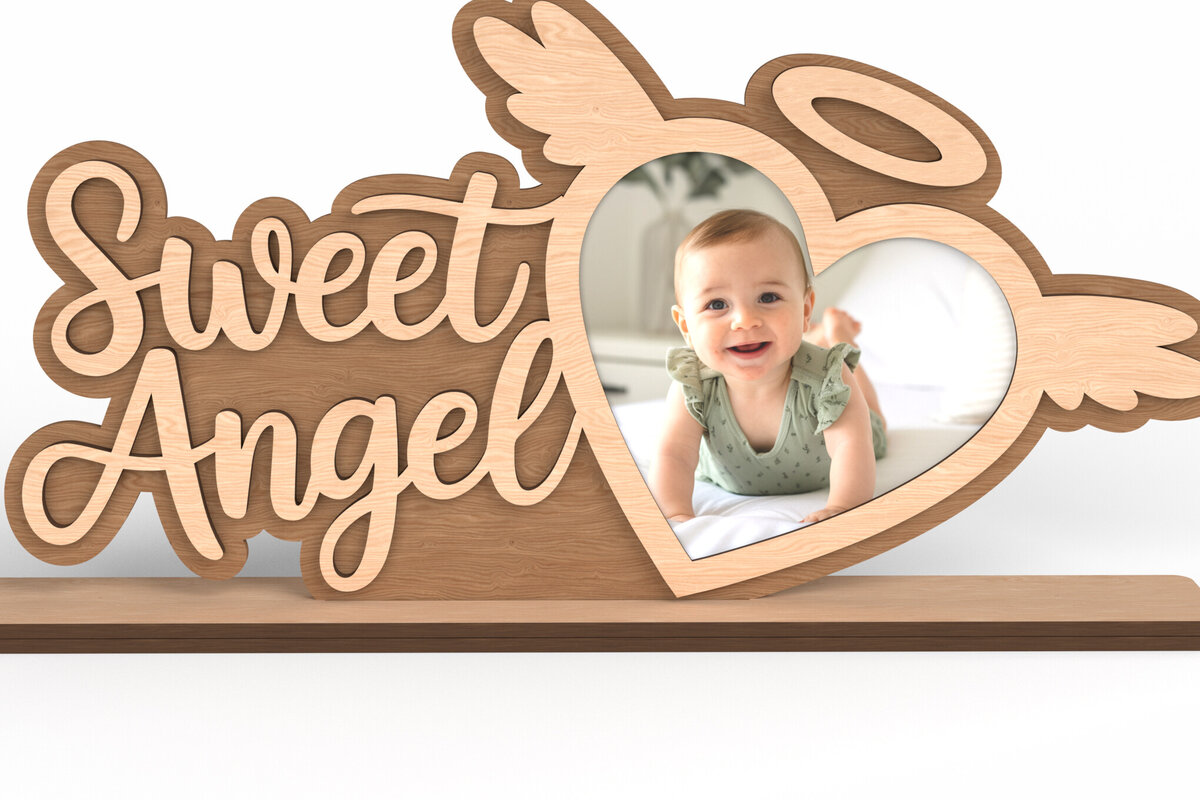 Intra απο ξύλο plywood 3mm-4mm πάχος – Sweet Angel - Κορνίζα για μωρά Δίασταση  20x20 cm INTRAFABR-117705886