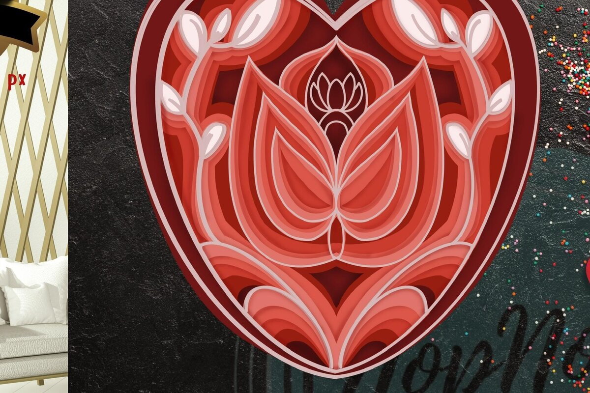 Intra απο ξύλο plywood 3mm-4mm πάχος – Sweet Heart Mandala 3D Δίασταση  20x20 cm INTRAFABR-56161606