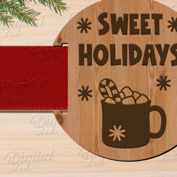 Intra απο ξύλο plywood 3mm-4mm πάχος – Sweet Holiday. Ετικέτα δώρου XMas Ribbon Δίασταση  20x20 cm INTRAFABR-83505959 - Image 1