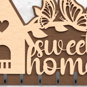 Intra απο ξύλο plywood 3mm-4mm πάχος – Sweet Home Key Holder Cut Laser Δίασταση  20x20 cm INTRAFABR-117701824