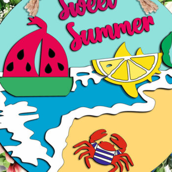 Intra απο ξύλο plywood 3mm-4mm πάχος – Γλυκιά καλοκαιρινή κρεμάστρα πόρτας Lemon Ocean Sea Δίασταση  20x20 cm INTRAFABR-105822640 - Image 1