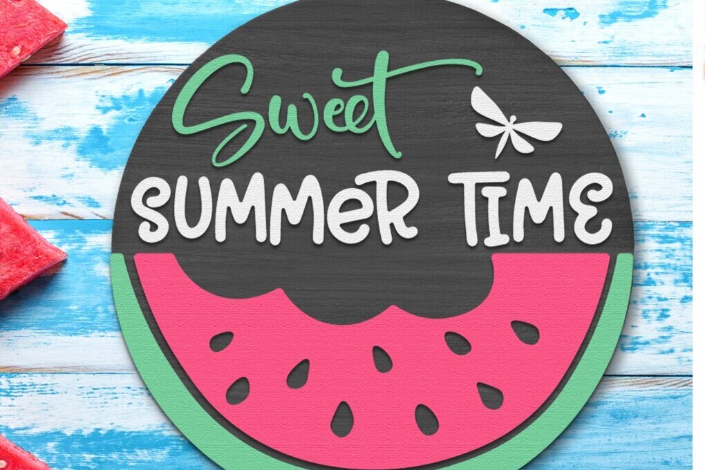 Intra απο ξύλο plywood 3mm-4mm πάχος – Sweet Summer Time, Κρεμάστρα πόρτας DXF Δίασταση  20x20 cm INTRAFABR-116343843