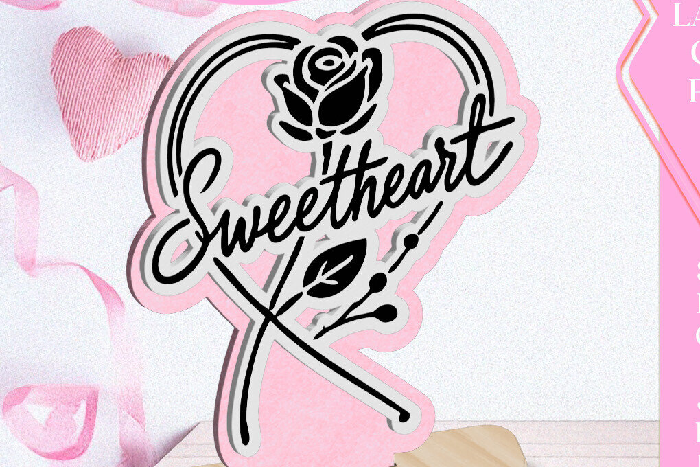 Intra απο ξύλο plywood 3mm-4mm πάχος – Sweetheart Love Valentine Στολίδι Laser Δίασταση  20x20 cm INTRAFABR-113551493