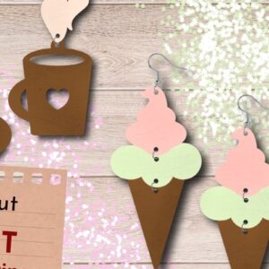 Intra απο ξύλο plywood 3mm-4mm πάχος – Sweets Earrings, Coffee Δίασταση  5x5 cm INTRAFABR-61189203